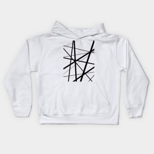 Black and White Geometric Lines Kids Hoodie